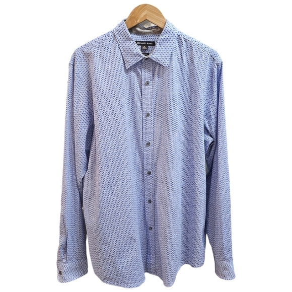 Men's Michael Kors Premium Cotton Pattern Button Up Dress Shirt Size XL Blue - Picture 1 of 8
